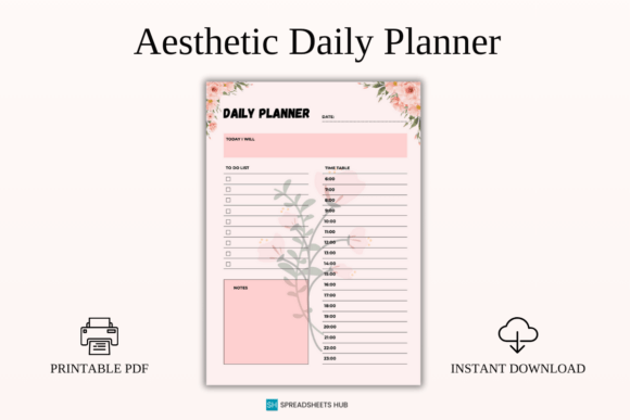 Download Aesthetic Daily Planner Printable PDF - Aesthetic daily planner Collection