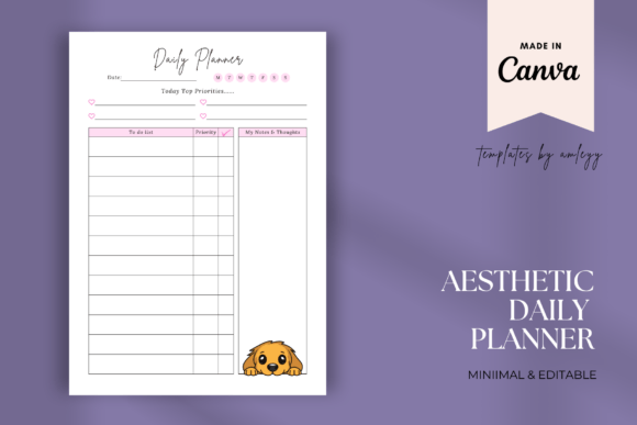 Download Aesthetic Daily Planner Template Canva - Aesthetic daily planner Collection