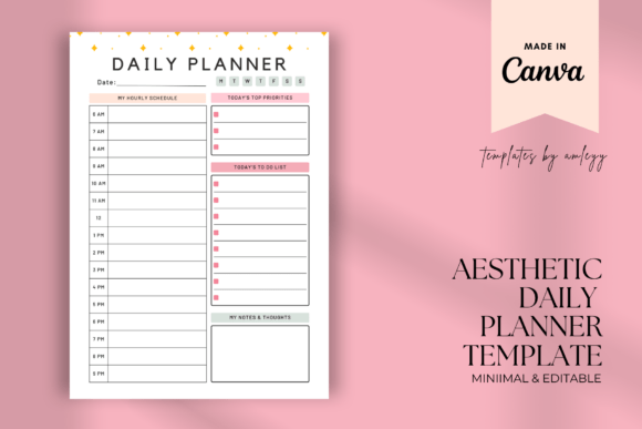 Download Aesthetic Daily Planner Template | Canva - Aesthetic daily planner Collection