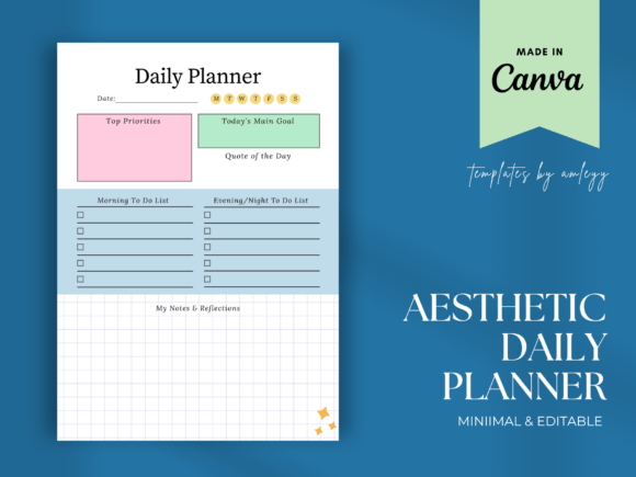 Download Aesthetic Daily Planner Template | CANVA - Aesthetic daily planner Collection