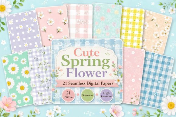 Download Cute Spring Flower Digital Patterns - Premium Resources