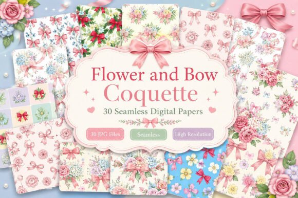 Download Flower and Bow Coquette Digital Bundle - Premium Bundle